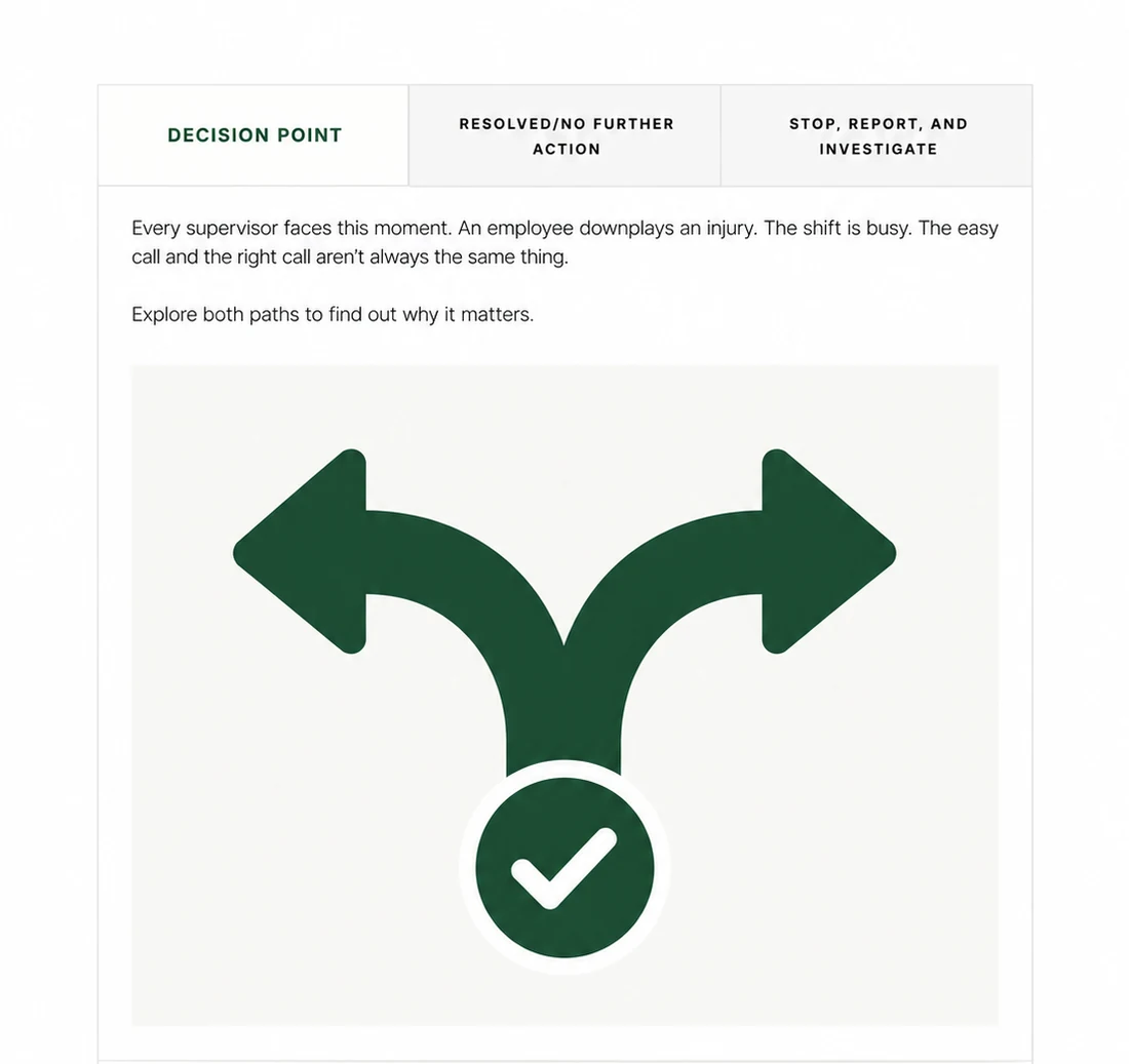Decision point with two paths.