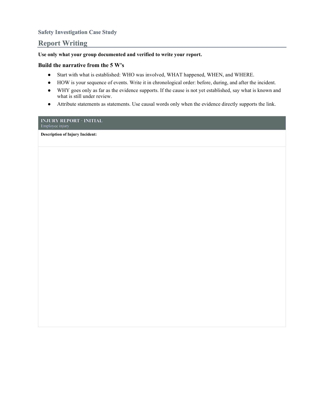 Report Writing participant guide.